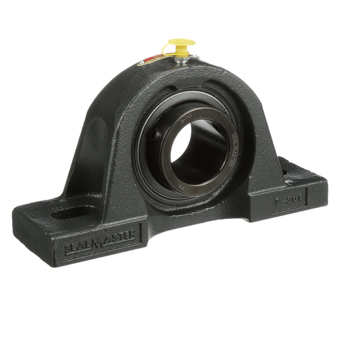 Sealmaster MP-28 Mounted Ball Bearings, Black Oxide Bearing, Pillow Block Bearings, 1-3/4" Diameter, Cast Iron Housing, Set Screw Locking, Felt Labyrinth Seal, Wide Inner Race