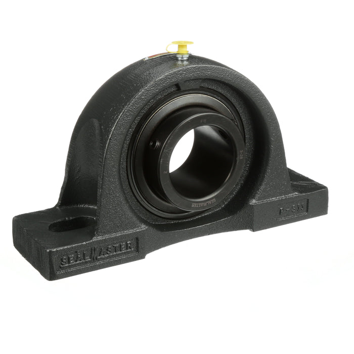 Sealmaster MP-320 Mounted Ball Bearings, Black Oxide Bearing, Pillow Block Bearings, 100mm Diameter, Cast Iron Housing, Set Screw Locking, Felt Labyrinth Seal, Wide Inner Race