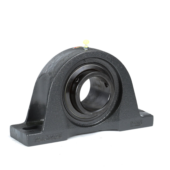 Sealmaster MP-64 Mounted Ball Bearings, Black Oxide Bearing, Pillow Block Bearings, 4" Diameter, Cast Iron Housing, Set Screw Locking, Felt Labyrinth Seal, Wide Inner Race