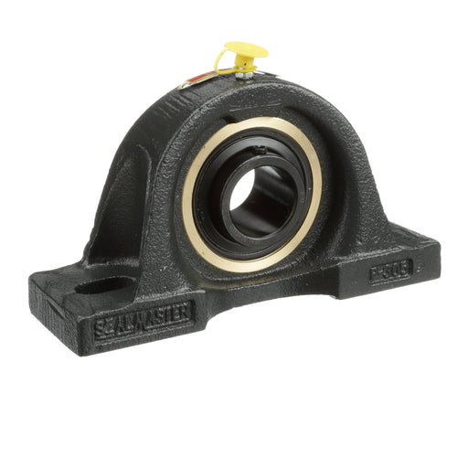 Sealmaster EMP-19 Mounted Ball Bearings, Black Oxide Bearing, Pillow Block Bearings, 1-3/16" Diameter, Cast Iron Housing, Set Screw Locking, Felt Labyrinth Seal, Wide Inner Race