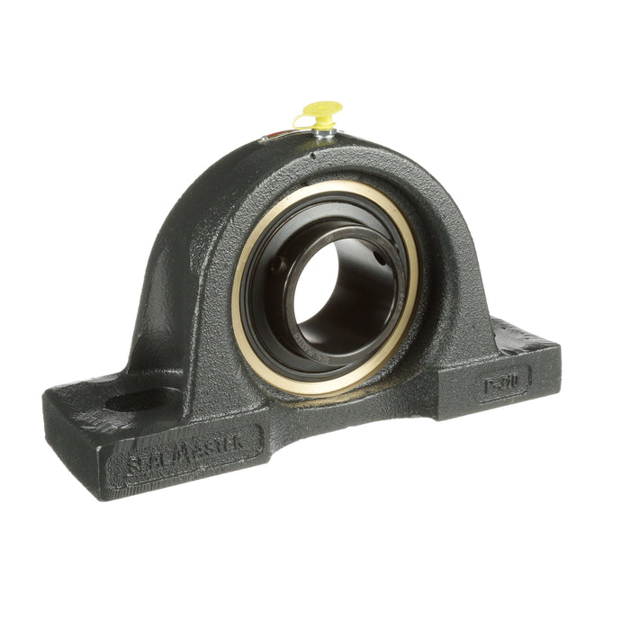 Sealmaster EMP-35 CXU Mounted Ball Bearings, Black Oxide Bearing, Pillow Block Bearings, 2-3/16" Diameter, Cast Iron Housing, Set Screw Locking, Nomex Seal, Air Handling Housing Fit, Wide Inner Race