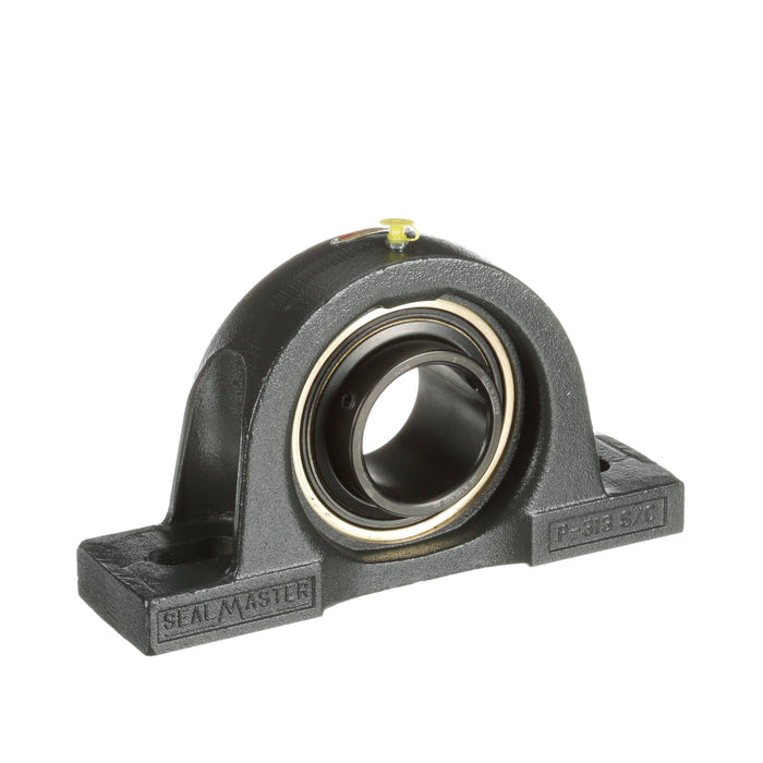 Sealmaster EMP-47 Mounted Ball Bearings, Black Oxide Bearing, Pillow Block Bearings, 2-15/16" Diameter, Cast Iron Housing, Set Screw Locking, Felt Labyrinth Seal, Wide Inner Race