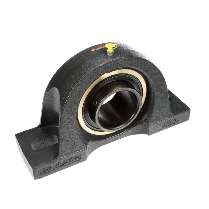 Sealmaster EMP-55C Mounted Ball Bearings, Black Oxide Bearing, Pillow Block Bearings, 3-7/16" Diameter, Cast Iron Housing, Set Screw Locking, Single Lip Contact Seal, Wide Inner Race