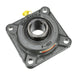 Sealmaster MSF-23 Mounted Ball Bearings, Black Oxide Bearing, 4 Bolt Flange Bearings, 1-7/16" Diameter, Cast Iron Housing, Set Screw Locking, Felt Labyrinth Seal, Wide Inner Race