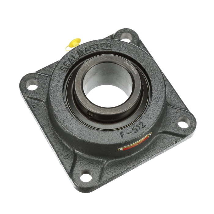 Sealmaster MSF-40 Mounted Ball Bearings, Black Oxide Bearing, 4 Bolt Flange Bearings, 2-1/2" Diameter, Cast Iron Housing, Set Screw Locking, Felt Labyrinth Seal, Wide Inner Race