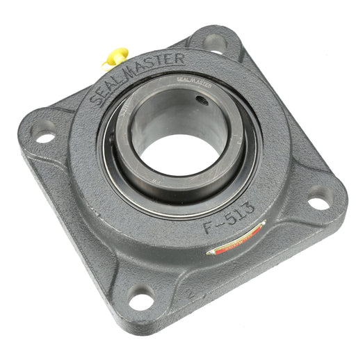 Sealmaster MSF-43 HT Mounted Ball Bearings, Black Oxide Bearing, 4 Bolt Flange Bearings, 2-11/16" Diameter, Cast Iron Housing, Set Screw Locking, Nomex Seal, High Temperature Seal, High Temperature Grease, Wide Inner Race