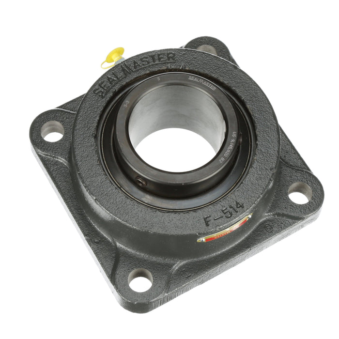 Sealmaster MSF-48 Mounted Ball Bearings, Black Oxide Bearing, 4 Bolt Flange Bearings, 3" Diameter, Cast Iron Housing, Set Screw Locking, Felt Labyrinth Seal, Wide Inner Race