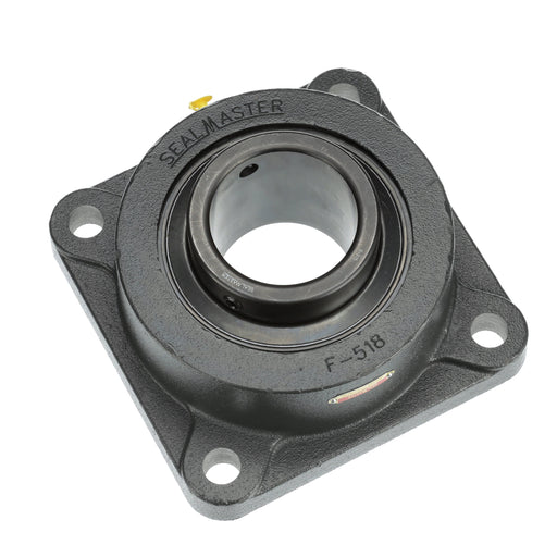 Sealmaster MSF-63 Mounted Ball Bearings, Black Oxide Bearing, 4 Bolt Flange Bearings, 3-15/16" Diameter, Cast Iron Housing, Set Screw Locking, Felt Labyrinth Seal, Wide Inner Race