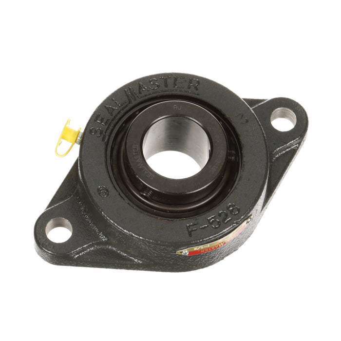 Sealmaster MSFT-24C Mounted Ball Bearings, Black Oxide Bearing, 2 Bolt Flange Bearings, 1-1/2" Diameter, Cast Iron Housing, Set Screw Locking, Contact Seal, Wide Inner Race