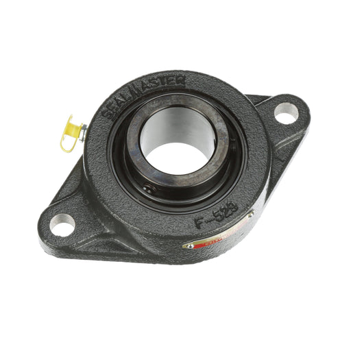 Sealmaster MSFT-20C Mounted Ball Bearings, Black Oxide Bearing, 2 Bolt Flange Bearings, 1-1/4" Diameter, Cast Iron Housing, Set Screw Locking, Contact Seal, Wide Inner Race