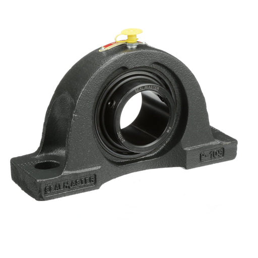 Sealmaster NP-31C Mounted Ball Bearings, Black Oxide Bearing, Pillow Block Bearings, 1-15/16" Diameter, Cast Iron Housing, Set Screw Locking, Contact Seal, Wide Inner Race