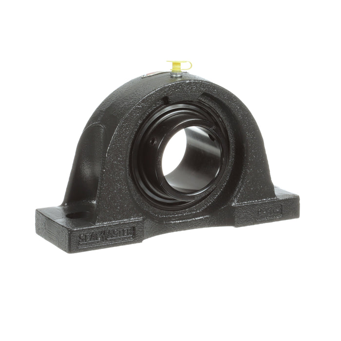 Sealmaster NP-38C Mounted Ball Bearings, Black Oxide Bearing, Pillow Block Bearings, 2-3/8" Diameter, Cast Iron Housing, Set Screw Locking, Contact Seal, Wide Inner Race