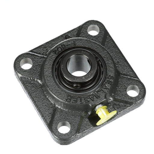 Sealmaster SF-14C Mounted Ball Bearings, Black Oxide Bearing, 4 Bolt Flange Bearings, 7/8" Diameter, Cast Iron Housing, Set Screw Locking, Contact Seal, Wide Inner Race