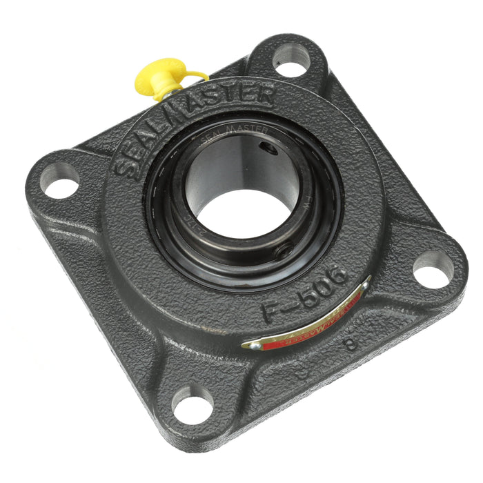 Sealmaster SF-30C Mounted Ball Bearings, Black Oxide Bearing, 4 Bolt Flange Bearings, 1-7/8" Diameter, Cast Iron Housing, Set Screw Locking, Contact Seal, Wide Inner Race