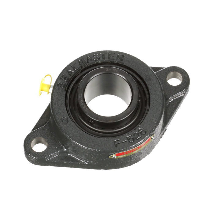 Sealmaster SFT-28C Mounted Ball Bearings, Black Oxide Bearing, 2 Bolt Flange Bearings, 1-3/4" Diameter, Cast Iron Housing, Set Screw Locking, Contact Seal, Wide Inner Race