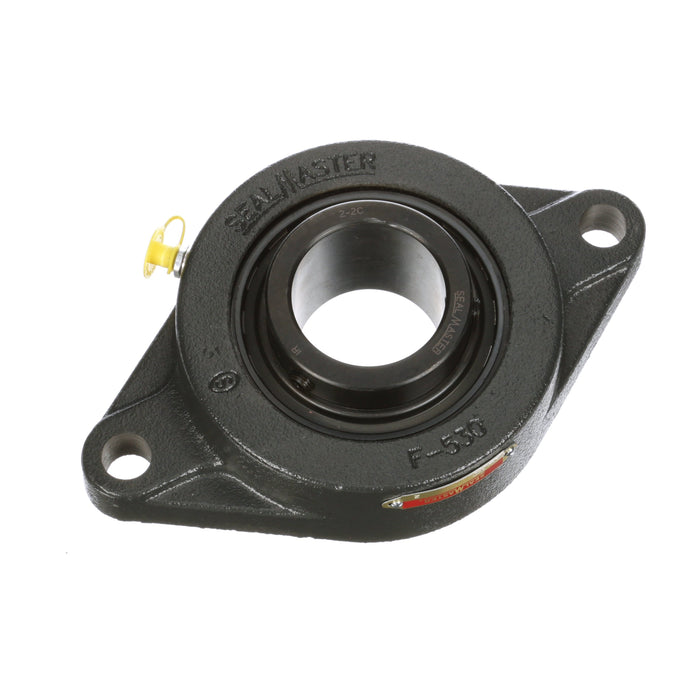 Sealmaster SFT-32C Mounted Ball Bearings, Black Oxide Bearing, 2 Bolt Flange Bearings, 2" Diameter, Cast Iron Housing, Set Screw Locking, Contact Seal, Wide Inner Race