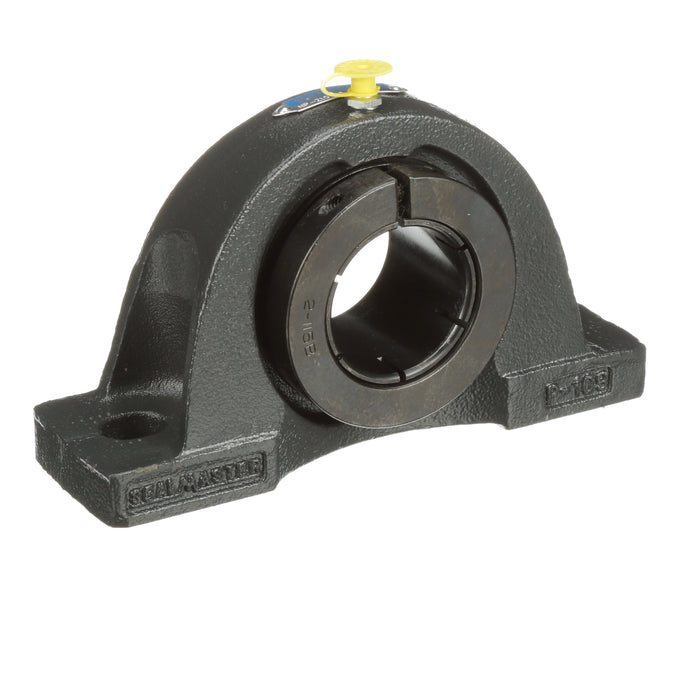 Sealmaster NP-210TMC Mounted Ball Bearings, Black Oxide Bearing, Pillow Block Bearings, 50mm Diameter, Cast Iron Housing, Concentric Locking, Contact Seal, Wide Inner Race