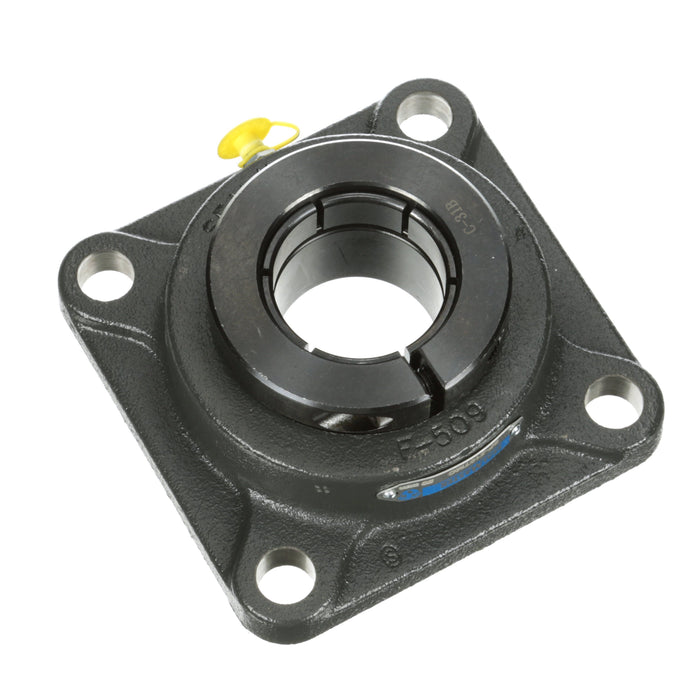 Sealmaster SF-210TMC Mounted Ball Bearings, Black Oxide Bearing, 4 Bolt Flange Bearings, 50mm Diameter, Cast Iron Housing, Concentric Locking, Contact Seal, Wide Inner Race