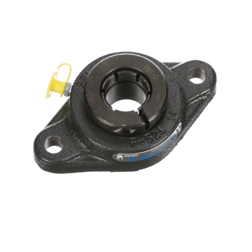 Sealmaster SFT-205TMC CTY Mounted Ball Bearings, Black Oxide Bearing, 2 Bolt Flange Bearings, 25mm Diameter, Cast Iron Housing, Concentric Locking, Contact Seal, Plug Grease Fitting, Wide Inner Race