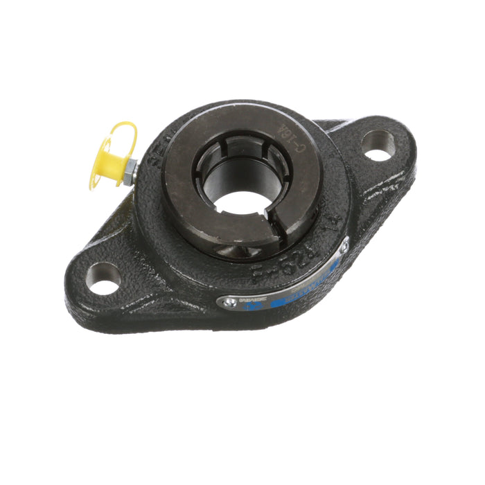 Sealmaster SFT-205TMC Mounted Ball Bearings, Black Oxide Bearing, 2 Bolt Flange Bearings, 25mm Diameter, Cast Iron Housing, Concentric Locking, Contact Seal, Wide Inner Race