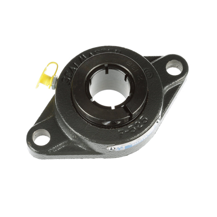 Sealmaster SFT-206TMC Mounted Ball Bearings, Black Oxide Bearing, 2 Bolt Flange Bearings, 30mm Diameter, Cast Iron Housing, Concentric Locking, Contact Seal, Wide Inner Race