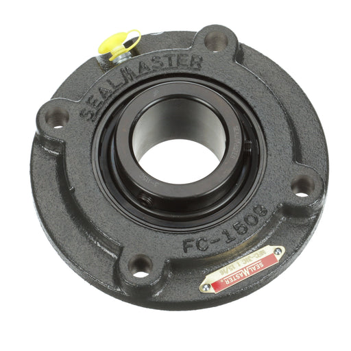 Sealmaster MFC-31C Mounted Ball Bearings, Black Oxide Bearing, 4 Bolt Piloted Flange Bearings, 1-15/16" Diameter, Cast Iron Housing, Set Screw Locking, Contact Seal, Wide Inner Race