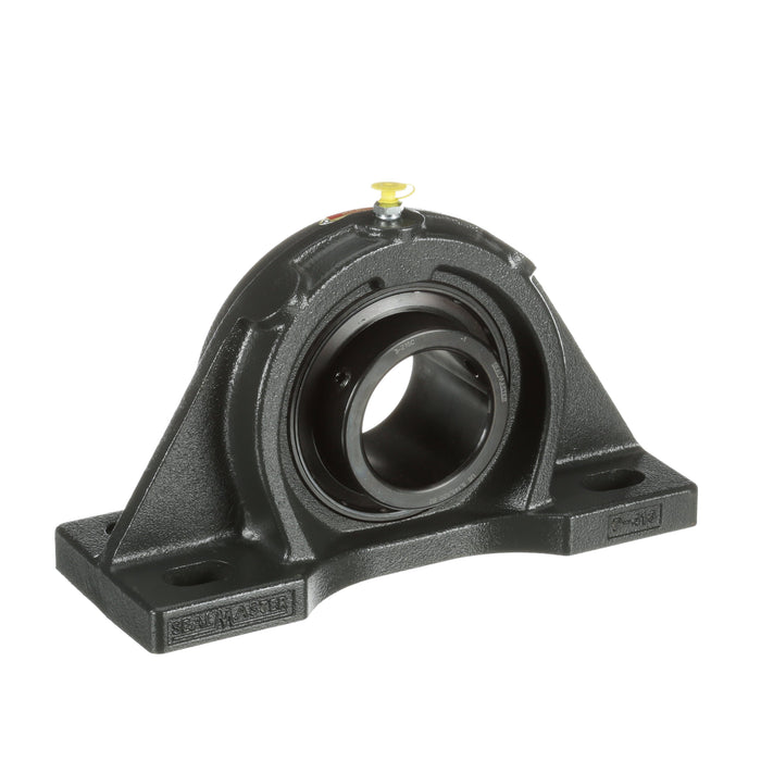 Sealmaster MFP-47C Mounted Ball Bearings, Black Oxide Bearing, 4 Bolt Pillow Block Bearings, 2-15/16" Diameter, Cast Iron Housing, Set Screw Locking, Contact Seal, Wide Inner Race