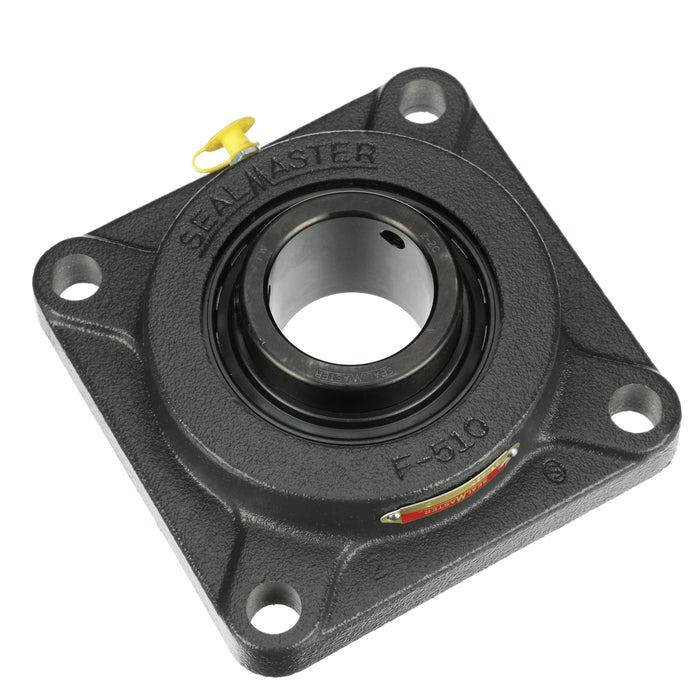 Sealmaster MSF-32 DRT Mounted Ball Bearings, Black Oxide Bearing, 4 Bolt Flange Bearings, 2" Diameter, Cast Iron Housing, Set Screw Locking, Triple Lip Seal, High Contamination, Wide Inner Race