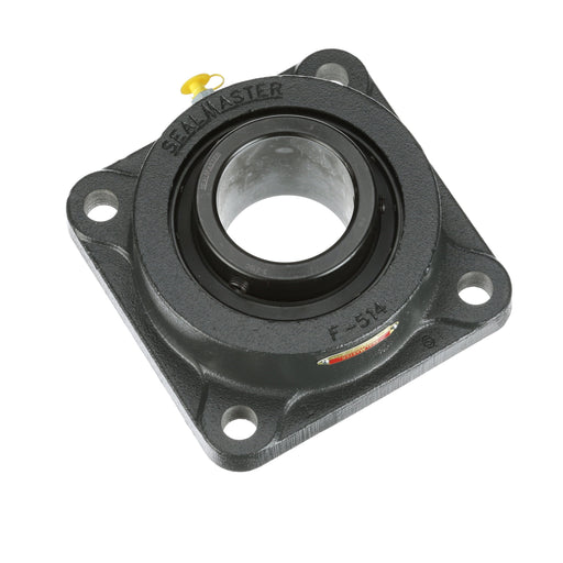 Sealmaster MSF-47C Mounted Ball Bearings, Black Oxide Bearing, 4 Bolt Flange Bearings, 2-15/16" Diameter, Cast Iron Housing, Set Screw Locking, Contact Seal, Wide Inner Race