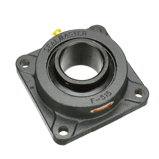 Sealmaster MSF-52C Mounted Ball Bearings, Black Oxide Bearing, 4 Bolt Flange Bearings, 3-1/4" Diameter, Cast Iron Housing, Set Screw Locking, Contact Seal, Wide Inner Race