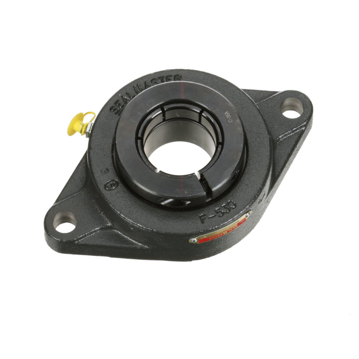 Sealmaster MSFT-32T Mounted Ball Bearings, Black Oxide Bearing, 2 Bolt Flange Bearings, 2" Diameter, Cast Iron Housing, Concentric Locking, Felt Labyrinth Seal, Wide Inner Race