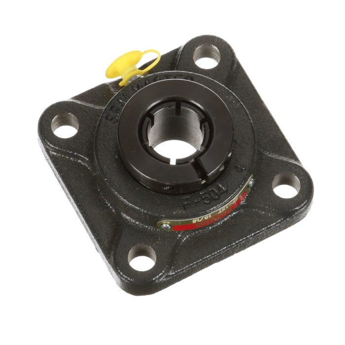 Sealmaster SF-15T Mounted Ball Bearings, Black Oxide Bearing, 4 Bolt Flange Bearings, 15/16" Diameter, Cast Iron Housing, Concentric Locking, Felt Labyrinth Seal, Wide Inner Race