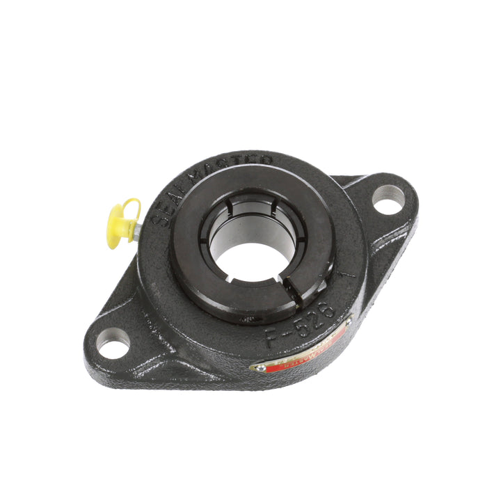 Sealmaster SFT-22T Mounted Ball Bearings, Black Oxide Bearing, 2 Bolt Flange Bearings, 1-3/8" Diameter, Cast Iron Housing, Concentric Locking, Felt Labyrinth Seal, Wide Inner Race