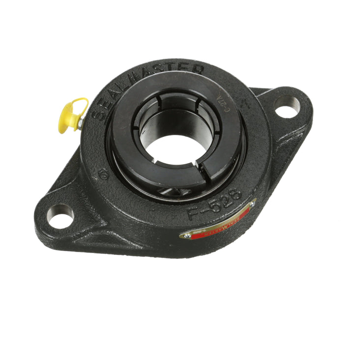 Sealmaster SFT-26T Mounted Ball Bearings, Black Oxide Bearing, 2 Bolt Flange Bearings, 1-5/8" Diameter, Cast Iron Housing, Concentric Locking, Felt Labyrinth Seal, Wide Inner Race