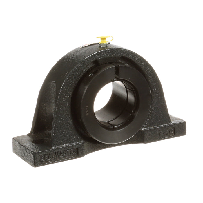 Sealmaster NPL-39T Mounted Ball Bearings, Black Oxide Bearing, Pillow Block Bearings, 2-7/16" Diameter, Cast Iron Housing, Concentric Locking, Felt Labyrinth Seal, Wide Inner Race