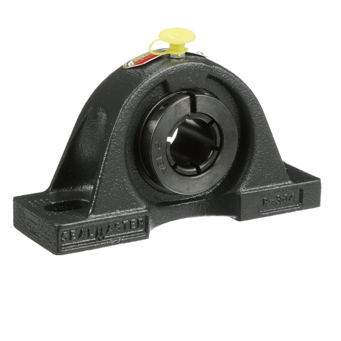 Sealmaster MP-35T CXU Mounted Ball Bearings, Black Oxide Bearing, Pillow Block Bearings, 2-3/16" Diameter, Cast Iron Housing, Concentric Locking, Felt Labyrinth Seal, Air Handling Housing Fit, Wide Inner Race