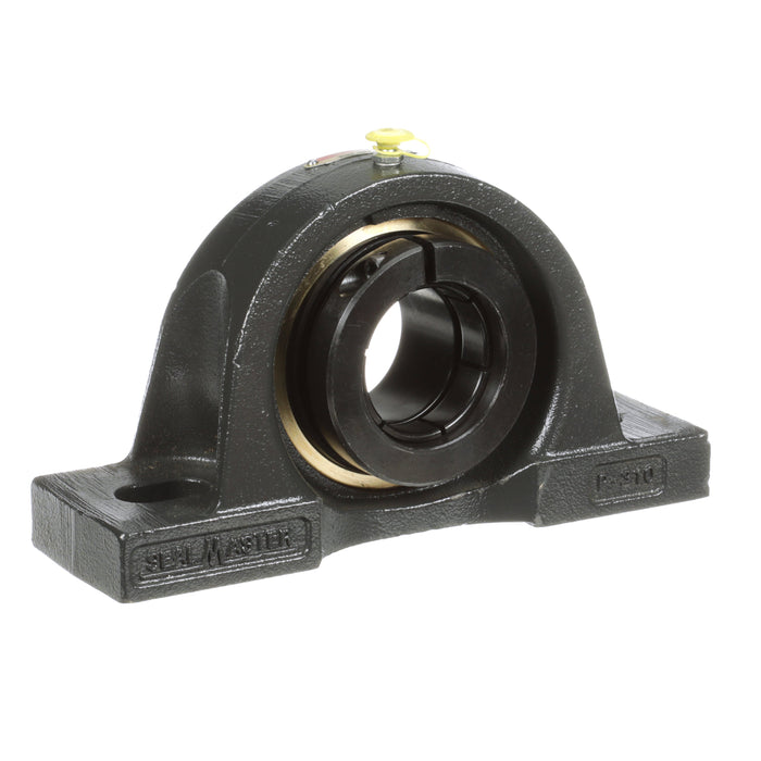 Sealmaster EMP-35TC Mounted Ball Bearings, Black Oxide Bearing, Pillow Block Bearings, 2-3/16" Diameter, Cast Iron Housing, Concentric Locking, Single Lip Contact Seal, Wide Inner Race