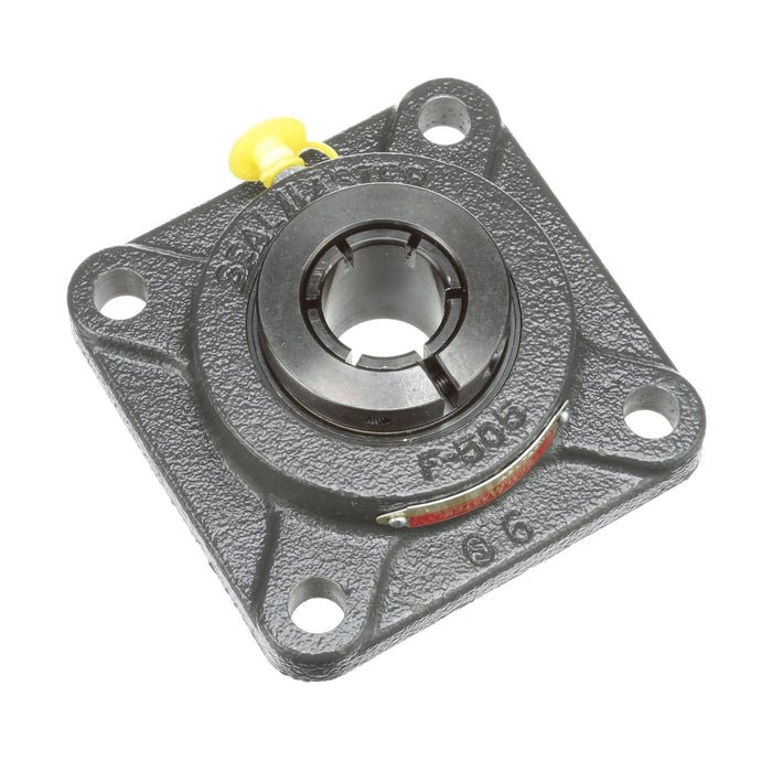 Sealmaster MSF-16T Mounted Ball Bearings, Black Oxide Bearing, 4 Bolt Flange Bearings, 1" Diameter, Cast Iron Housing, Concentric Locking, Felt Labyrinth Seal, Wide Inner Race