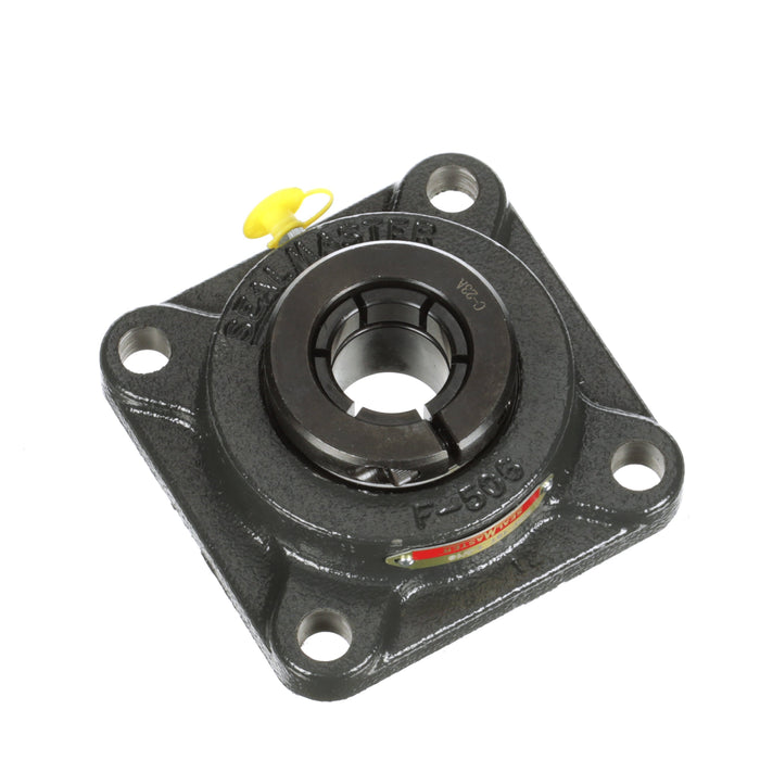 Sealmaster MSF-19T Mounted Ball Bearings, Black Oxide Bearing, 4 Bolt Flange Bearings, 1-3/16" Diameter, Cast Iron Housing, Concentric Locking, Felt Labyrinth Seal, Wide Inner Race