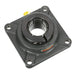 Sealmaster MSF-36T Mounted Ball Bearings, Black Oxide Bearing, 4 Bolt Flange Bearings, 2-1/4" Diameter, Cast Iron Housing, Concentric Locking, Felt Labyrinth Seal, Wide Inner Race