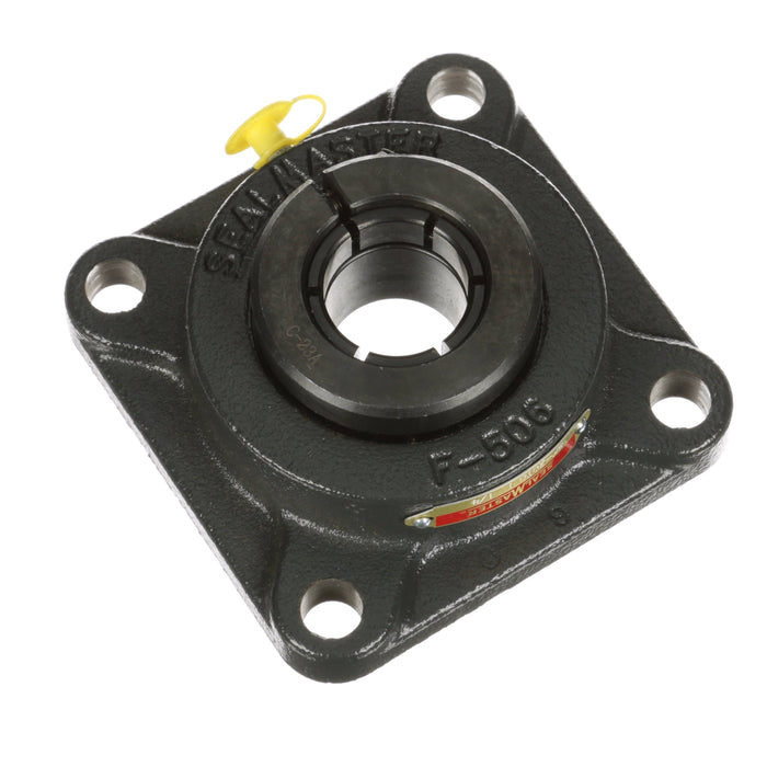 Sealmaster SF-19TC Mounted Ball Bearings, Black Oxide Bearing, 4 Bolt Flange Bearings, 1-3/16" Diameter, Cast Iron Housing, Concentric Locking, Contact Seal, Wide Inner Race