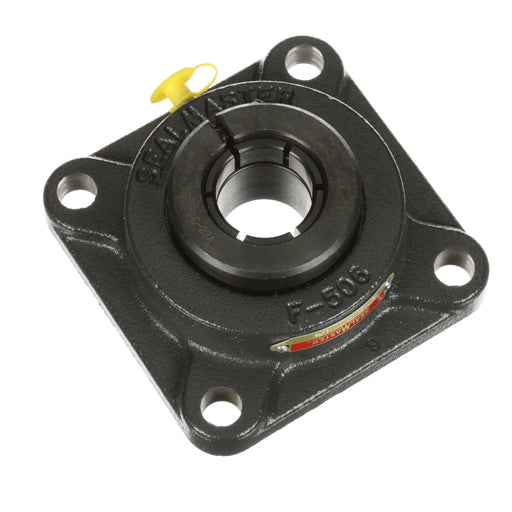 Sealmaster SF-20TC Mounted Ball Bearings, Black Oxide Bearing, 4 Bolt Flange Bearings, 1-1/4" Diameter, Cast Iron Housing, Concentric Locking, Contact Seal, Wide Inner Race