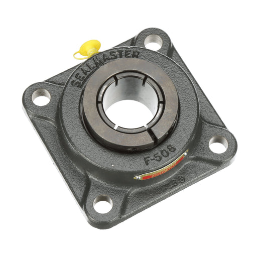 Sealmaster SF-23TC Mounted Ball Bearings, Black Oxide Bearing, 4 Bolt Flange Bearings, 1-7/16" Diameter, Cast Iron Housing, Concentric Locking, Contact Seal, Wide Inner Race