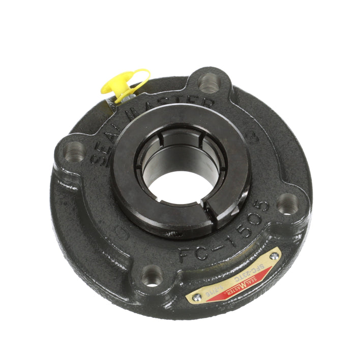 Sealmaster SFC-31TC Mounted Ball Bearings, Black Oxide Bearing, 4 Bolt Piloted Flange Bearings, 1-15/16" Diameter, Cast Iron Housing, Concentric Locking, Contact Seal, Wide Inner Race