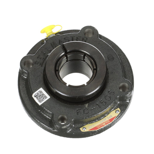 Sealmaster SFC-24TC Mounted Ball Bearings, Black Oxide Bearing, 4 Bolt Piloted Flange Bearings, 1-1/2" Diameter, Cast Iron Housing, Concentric Locking, Contact Seal, Wide Inner Race