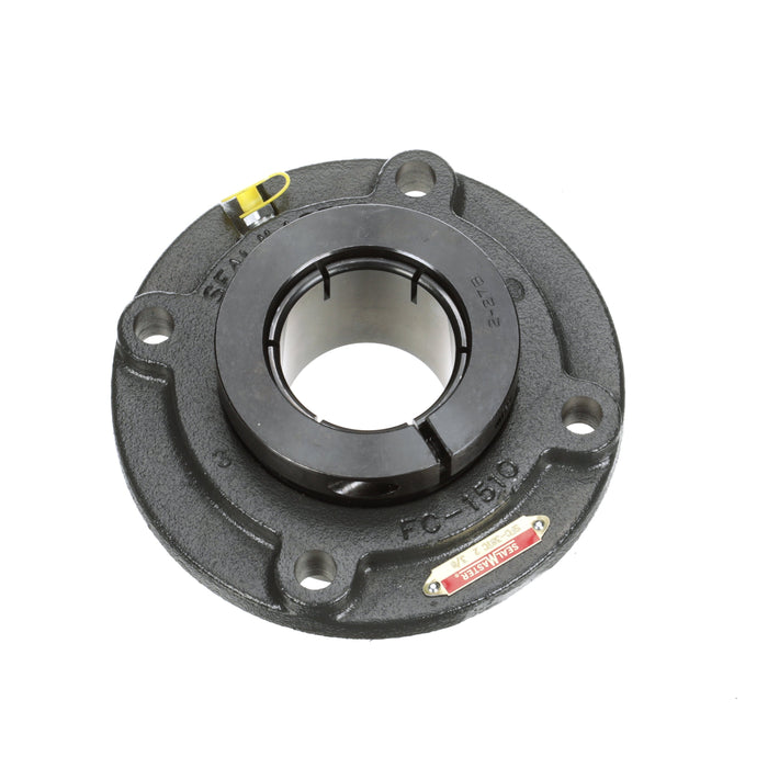 Sealmaster SFC-38TC Mounted Ball Bearings, Black Oxide Bearing, 4 Bolt Piloted Flange Bearings, 2-3/8" Diameter, Cast Iron Housing, Concentric Locking, Contact Seal, Wide Inner Race