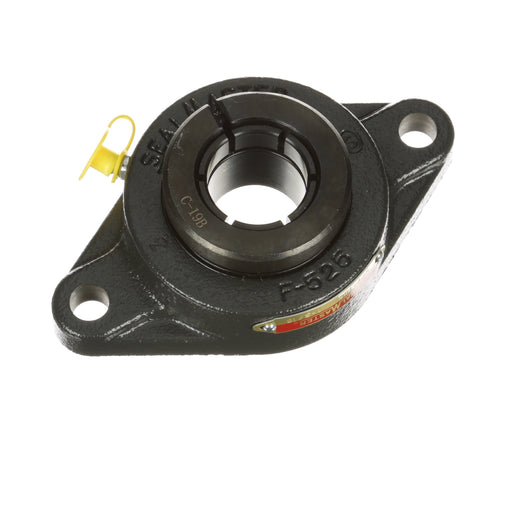 Sealmaster SFT-19TC Mounted Ball Bearings, Black Oxide Bearing, 2 Bolt Flange Bearings, 1-3/16" Diameter, Cast Iron Housing, Concentric Locking, Contact Seal, Wide Inner Race