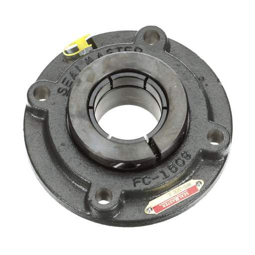 Sealmaster MFC-32TC Mounted Ball Bearings, Black Oxide Bearing, 4 Bolt Piloted Flange Bearings, 2" Diameter, Cast Iron Housing, Concentric Locking, Contact Seal, Wide Inner Race