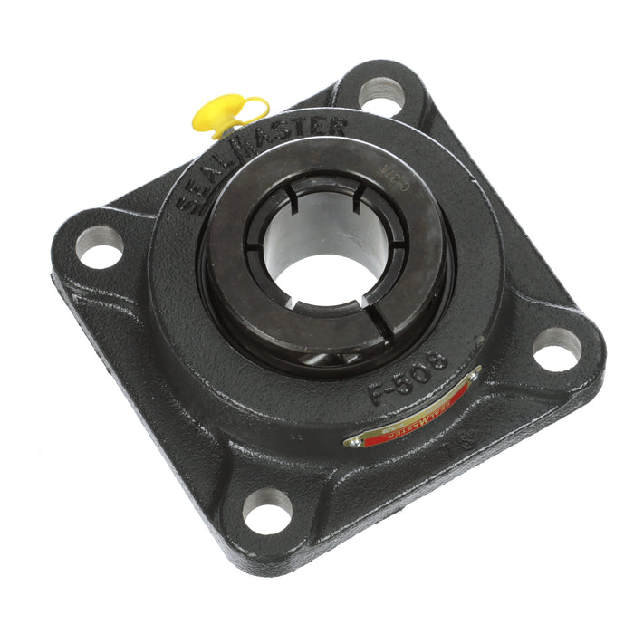 Sealmaster MSF-24TC Mounted Ball Bearings, Black Oxide Bearing, 4 Bolt Flange Bearings, 1-1/2" Diameter, Cast Iron Housing, Concentric Locking, Contact Seal, Wide Inner Race