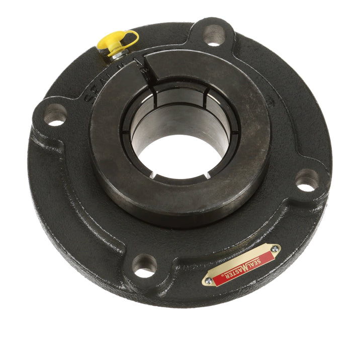 Sealmaster MFC-310TMC Mounted Ball Bearings, Black Oxide Bearing, 4 Bolt Piloted Flange Bearings, 50mm Diameter, Cast Iron Housing, Concentric Locking, Contact Seal, Wide Inner Race